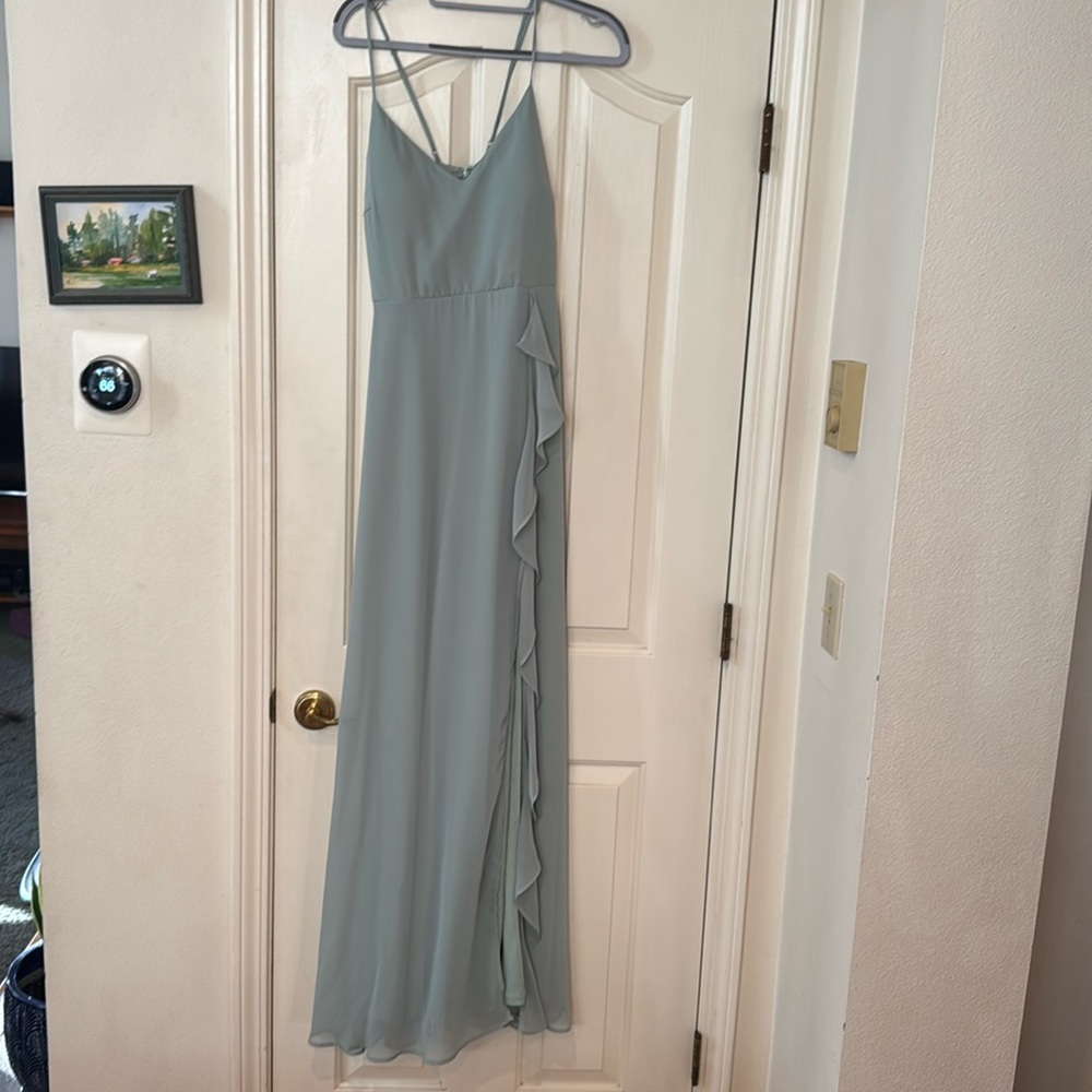 Elegant Sage Green Ruffled Dress